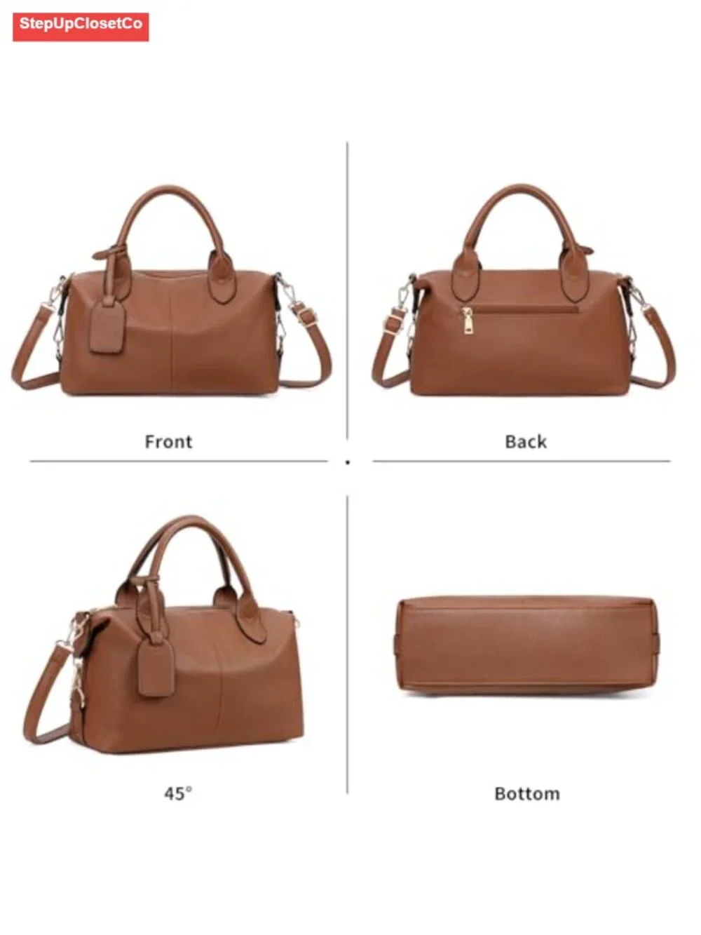 Vegan Leather Tote Bag Women Top Handle Large Capacity Satchel Purse with Zipper